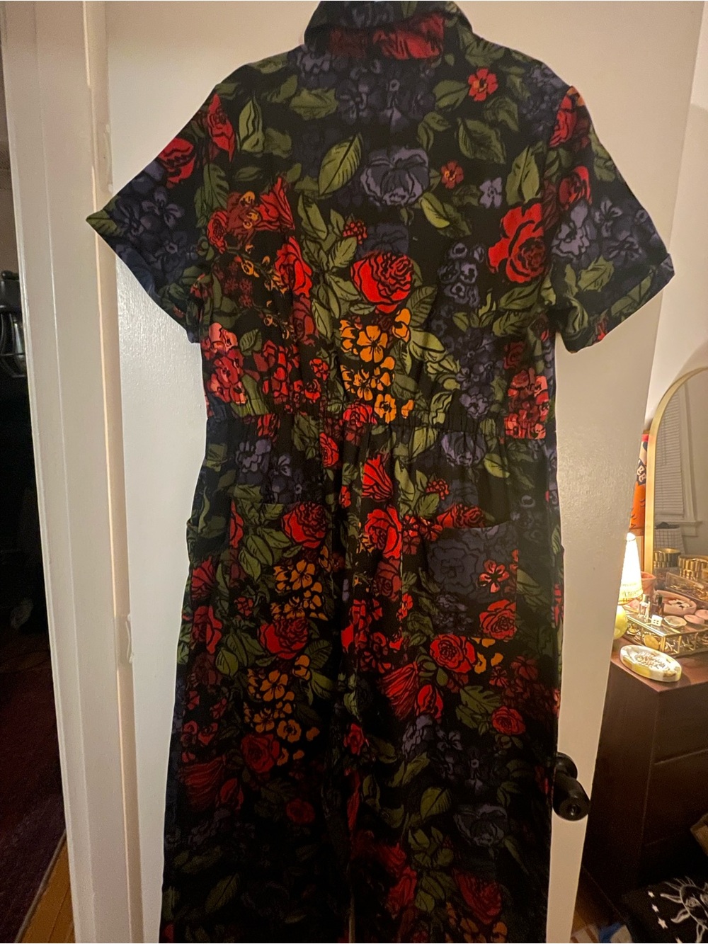 Lucy & Yak Floral Print Short-Sleeve Jumpsuit in Multi - Size 18 - Picture 7 of 14